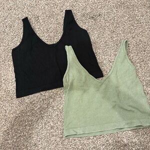 black and green tight cropped tank top